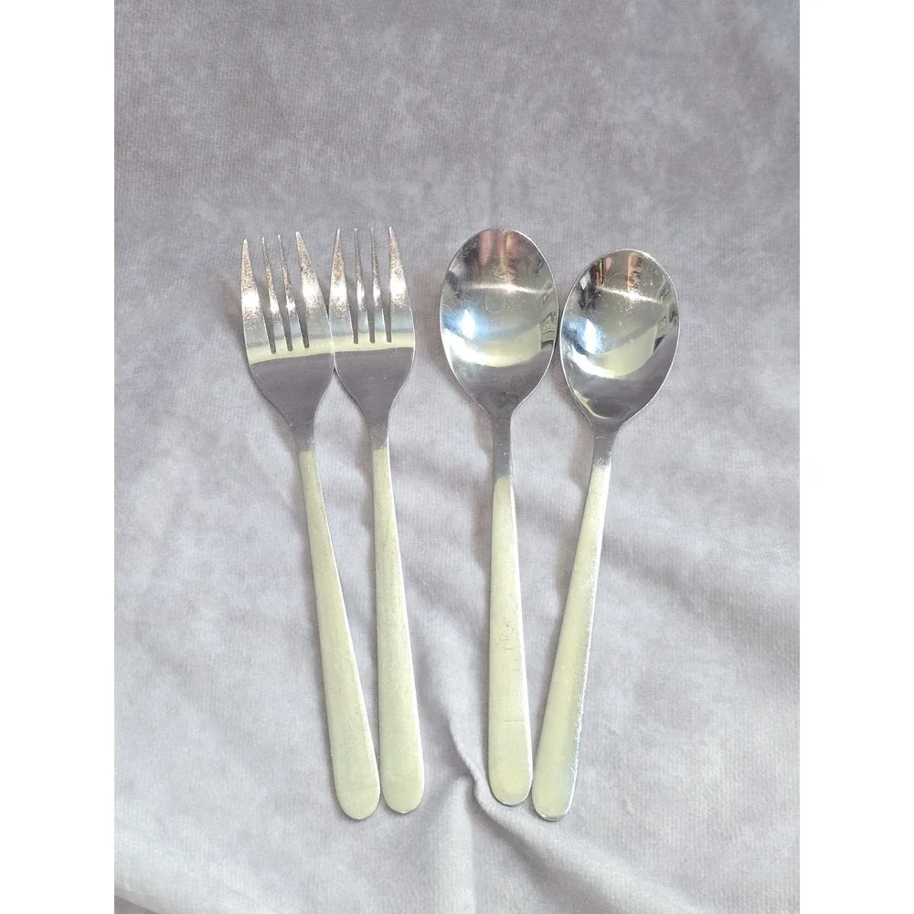 Lot Of 4 Dinner Forks& Spoons FORNUFT from IKEA Modern Design Stainless Flatware